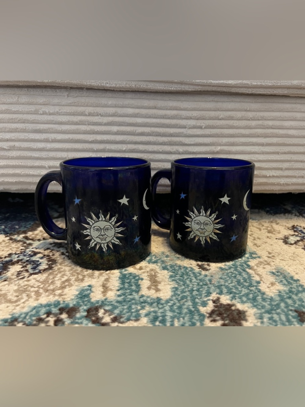 Vintage Libbey Celestial Colbolt Blue Mugs Set of 2